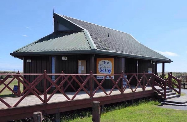 The Sand Bothy building in sunshine